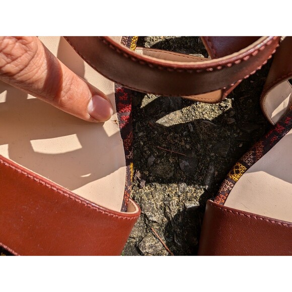 Nine West Shoes Women SZ 8.5 Cognac Yesta Leather Strappy Boho Sandals - Picture 5 of 9